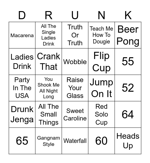 Drunk Bingo Card