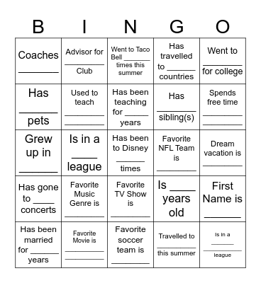 Getting To Know Mr. Lohr Bingo Card