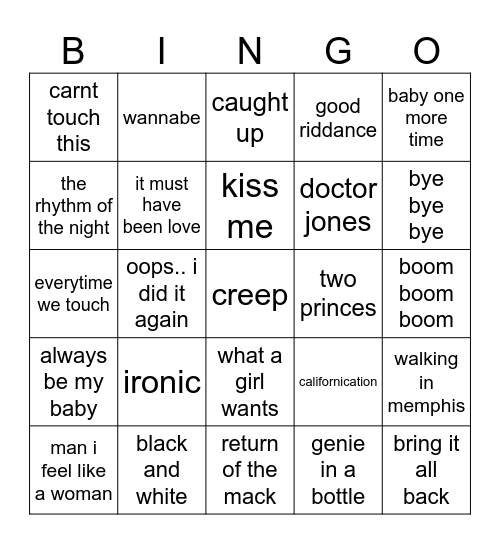 90s Bingo Card