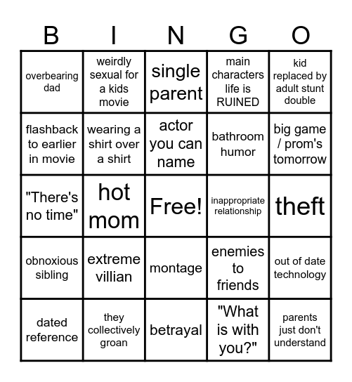 DCOM Bingo Card