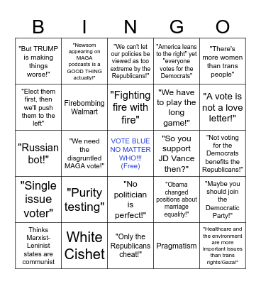 Blue MAGA Bingo, 2025 edition Bingo Card