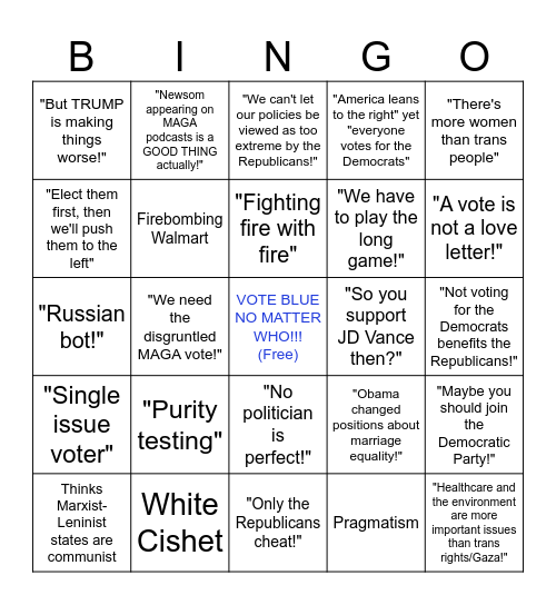 Blue MAGA Bingo, 2025 edition Bingo Card