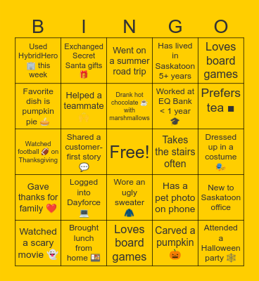 EQ Bank Saskatoon Bingo 🎉 Bingo Card