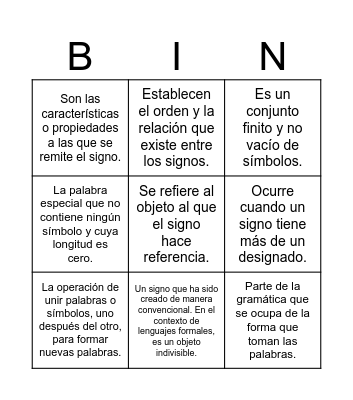 conceptos Bingo Card