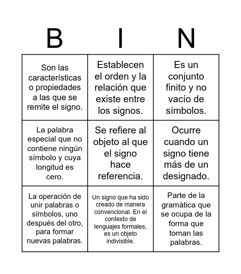 conceptos Bingo Card