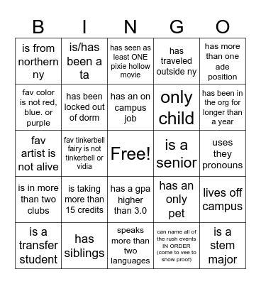 ADE BINGO BABY!!! Bingo Card