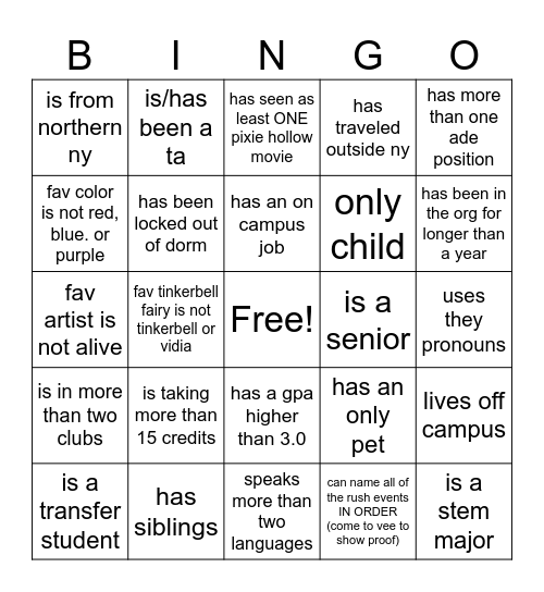 ADE BINGO BABY!!! Bingo Card