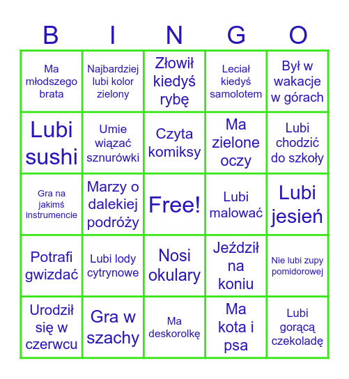 ZNAJDŻ KOGOŚ, KTO.... Bingo Card