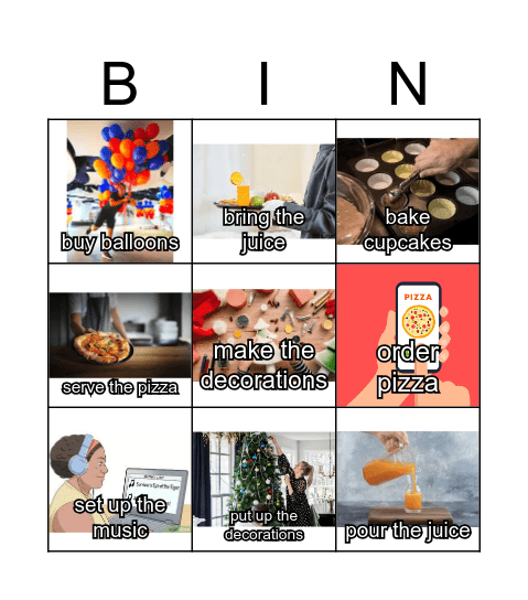 Class Party Bingo Card