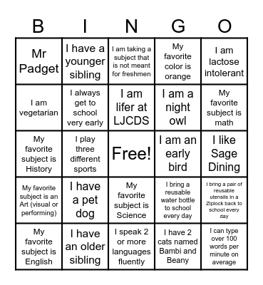 Foundations BINGO Card