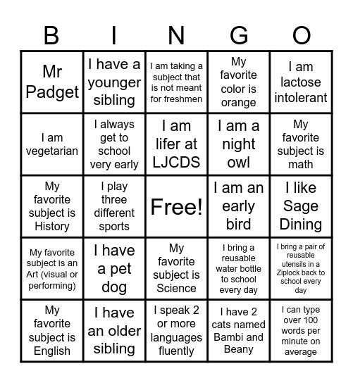 Foundations BINGO Card