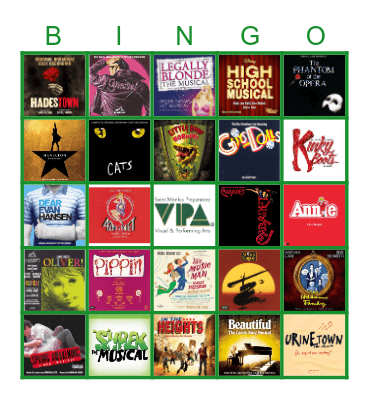 MUSICAL THEATRE BINGO Card