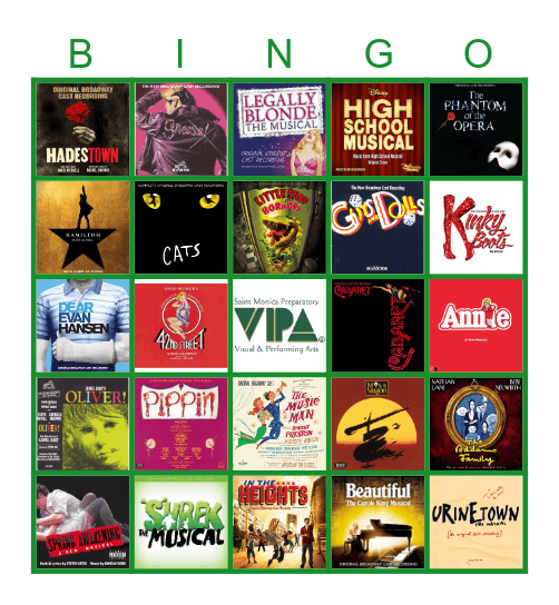 MUSICAL THEATRE BINGO Card