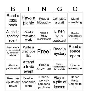Puck Fall Bingo Card