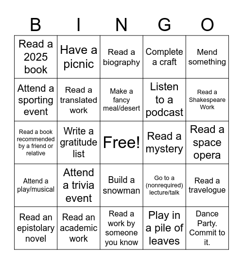 Puck Fall Bingo Card