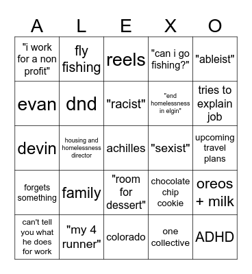 Alex-O Bingo Card