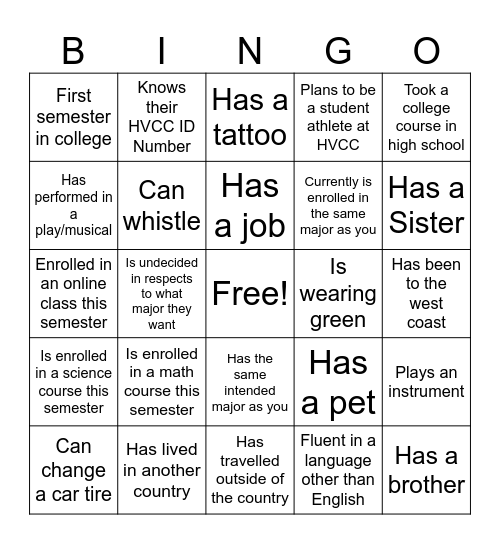 College Forum Bingo Card