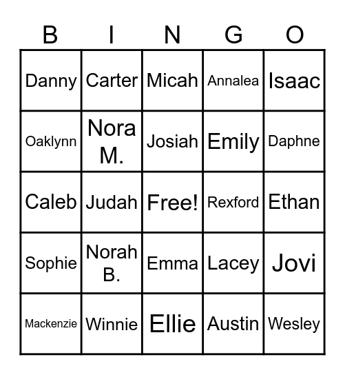 2N BINGO! Bingo Card