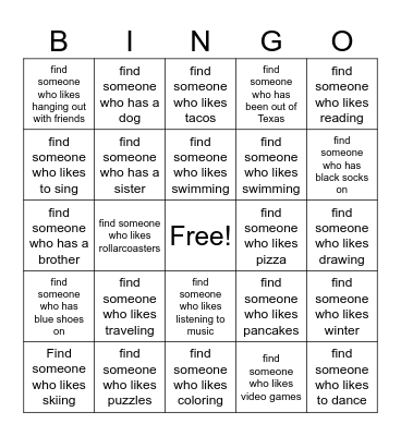 Get to Know You BINGO! Bingo Card