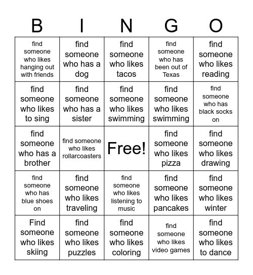 Get to Know You BINGO! Bingo Card