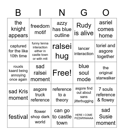 DELTARUNE chapter 5 Bingo Card