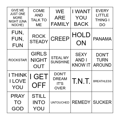 FAMILY TIES Bingo Card