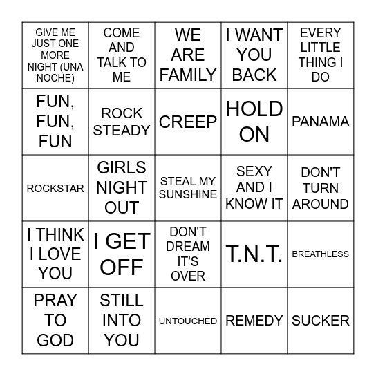 FAMILY TIES Bingo Card