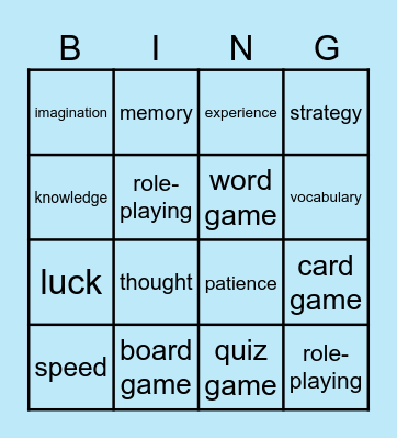 UNIT 5: Let's play Bingo Card