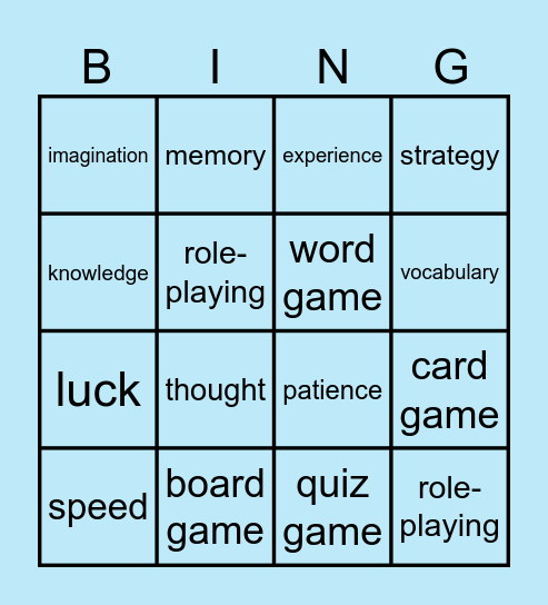 UNIT 5: Let's play Bingo Card