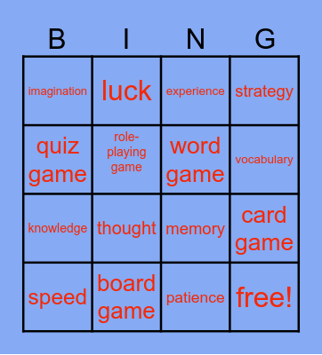 UNIT 5: Let's play! Bingo Card