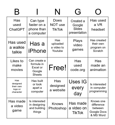 Human Bingo: Tech Edition Bingo Card