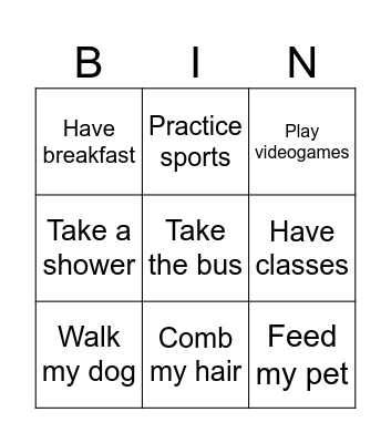 Daily routines Bingo Card