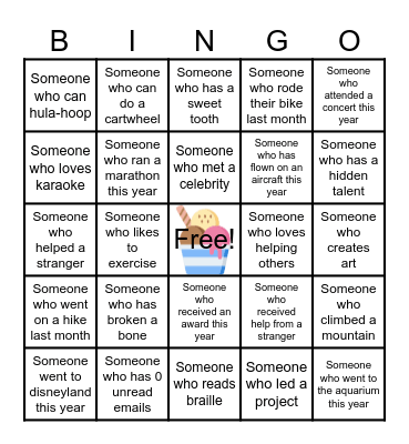 ASPIRE Club Ice Cream Social ! Bingo Card