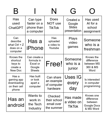 Human Bingo: Tech Edition Bingo Card