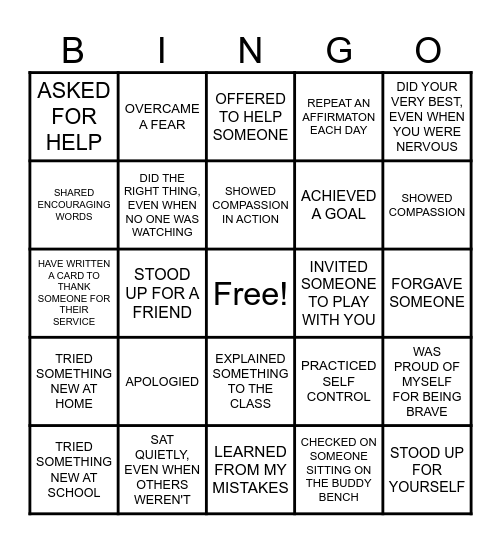COURAGE Bingo Card