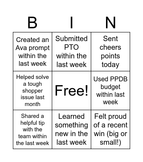 SH VG Townhall Bingo Card
