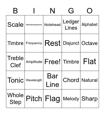 It’s About Music Bingo Card