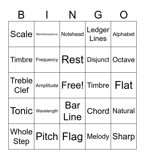 It’s About Music Bingo Card