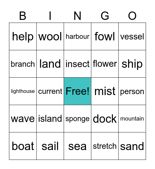 Vocabulary Bingo Card