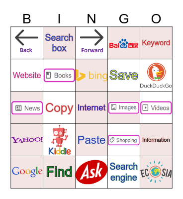Search Engines Bingo Card