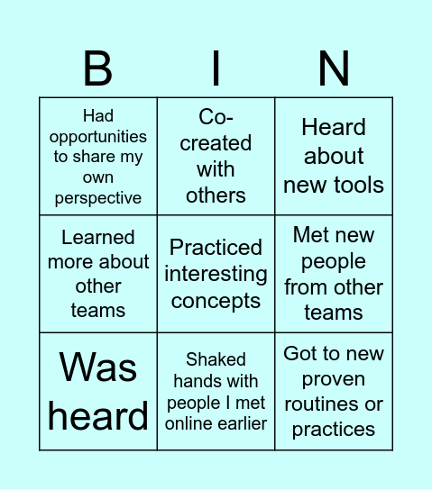 At the SVEA Belgrade Conference I ... Bingo Card
