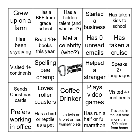 Get to Know You Bingo Card