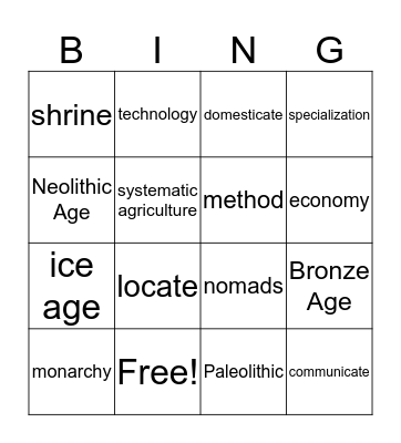 Chapter3 Lesson2 Bingo Card