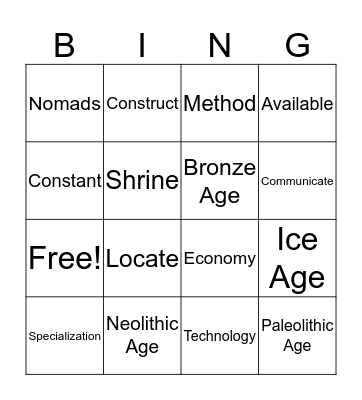 Chapter 3 BINGO Card