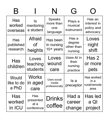 Clinical connections Bingo Card
