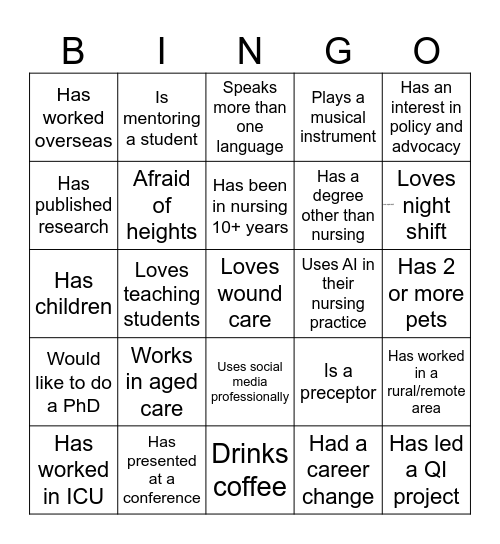 Clinical connections Bingo Card