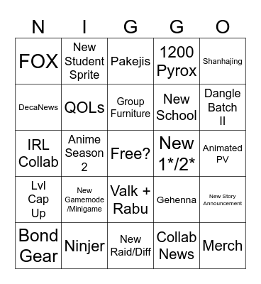 DoomGo Bingo Card
