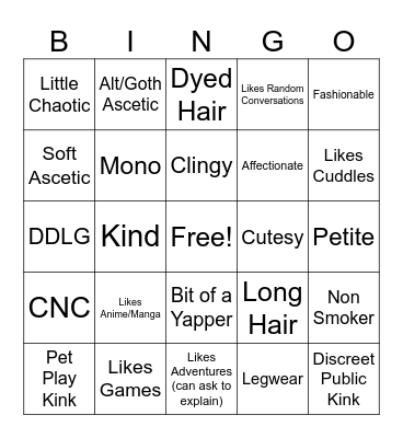 Stars Type Bingo Card