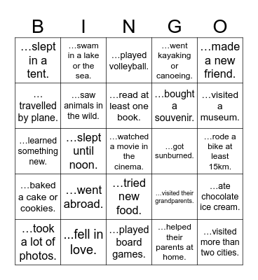 Find someone who Bingo Card