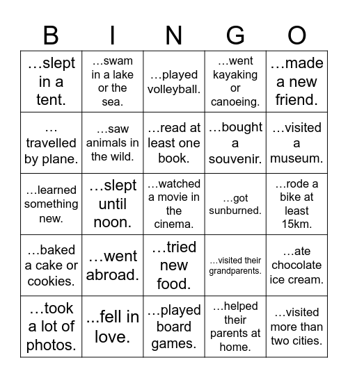 Find someone who Bingo Card